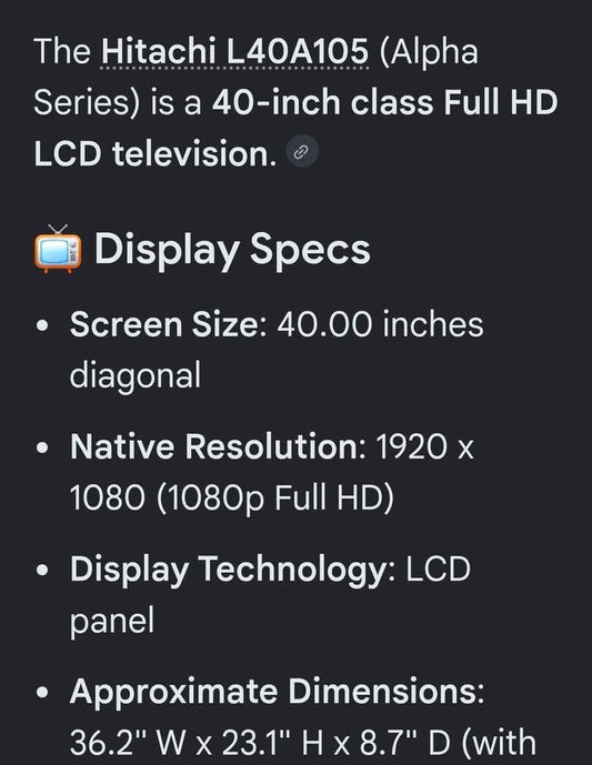 40in Hitachi with 4k Roku included