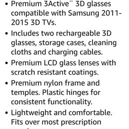 ACTIVE Brand - Scratch Resistant 3D Rechargeable Glasses (2 pair)