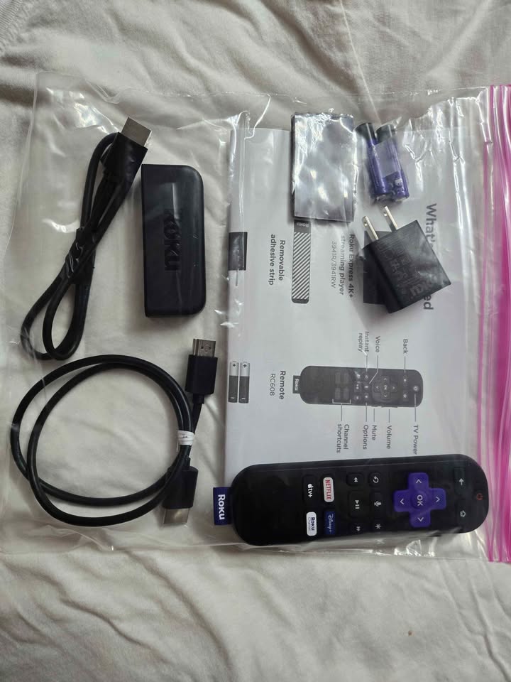 Roku Express 4K+ package. FREE CHANNELS and APPS