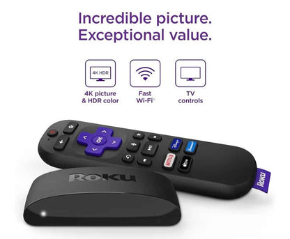 Roku Express 4K+ package. FREE CHANNELS and APPS
