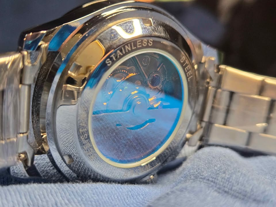 Pagini Design stainless steel clear back watch