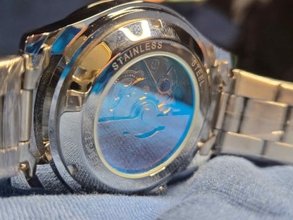 Pagini Design stainless steel clear back watch