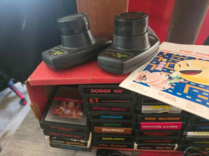 Atari 2600 with controllers and lots of favorite games