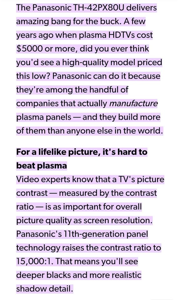 Panasonic 42in 1080HD viera TV