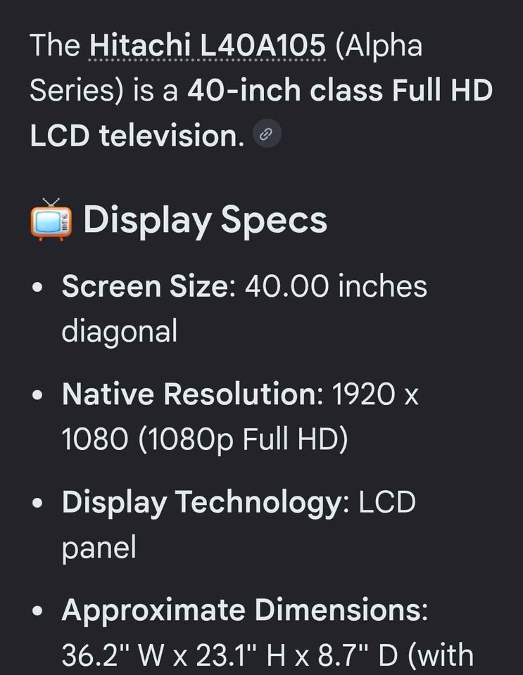 40in Hitachi with 4k Roku included