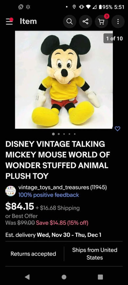 Vintage Talking Mickey Mouse