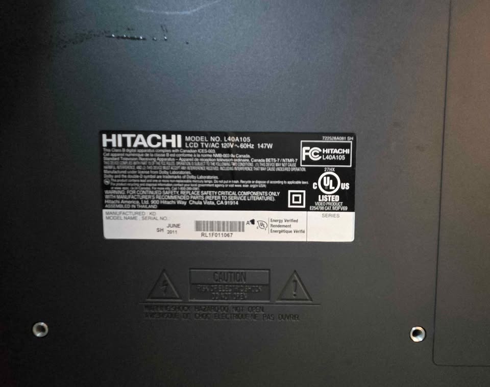 40in Hitachi with 4k Roku included
