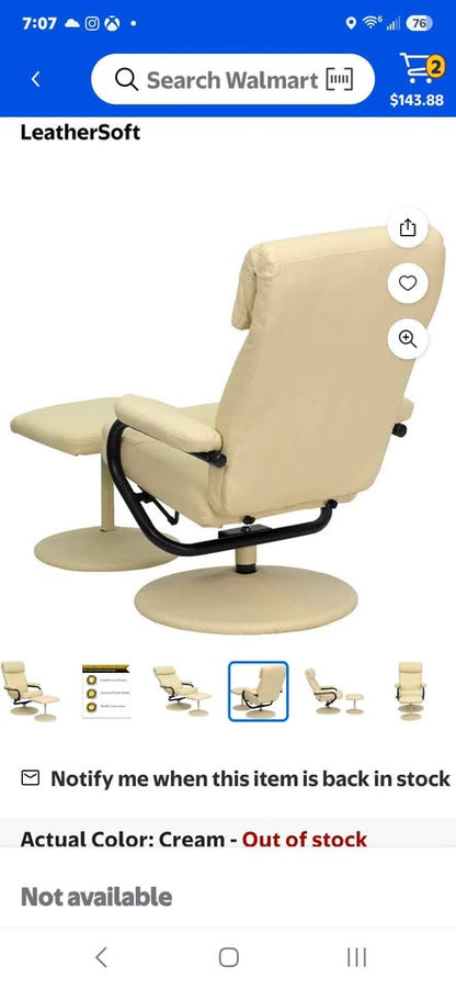 Scandinavian swival pedestal full recline chairs with ottoman