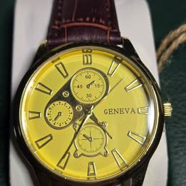 Gold/leather Dress watch