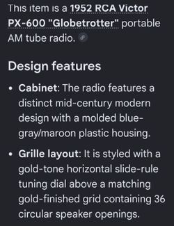 1952 RCA Victor Globetrotter Radio