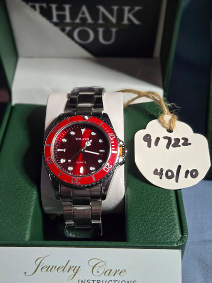 Red Stainless Divers' Watch