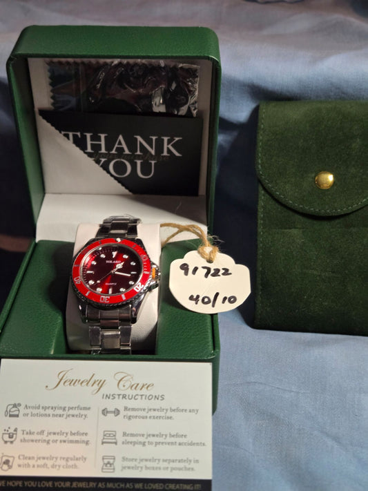 Red Stainless Divers' Watch