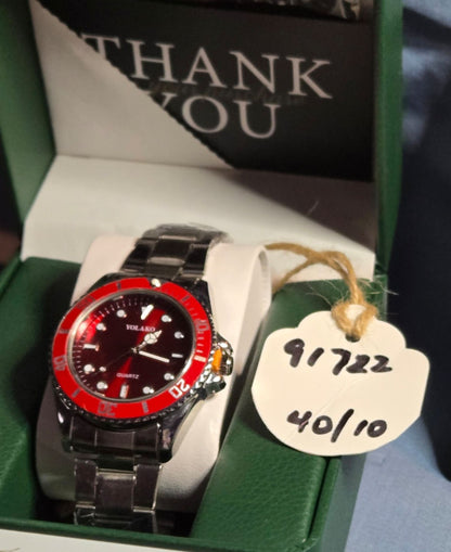 Red Stainless Divers' Watch