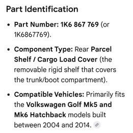 VW rear deck lid Oem NEW