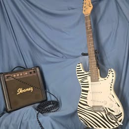 Crescent vintage electric guitar and ibanez vintage amp -Includes new set of strings also