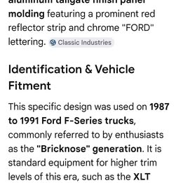 1987 -1991 Ford tailgate finish panel