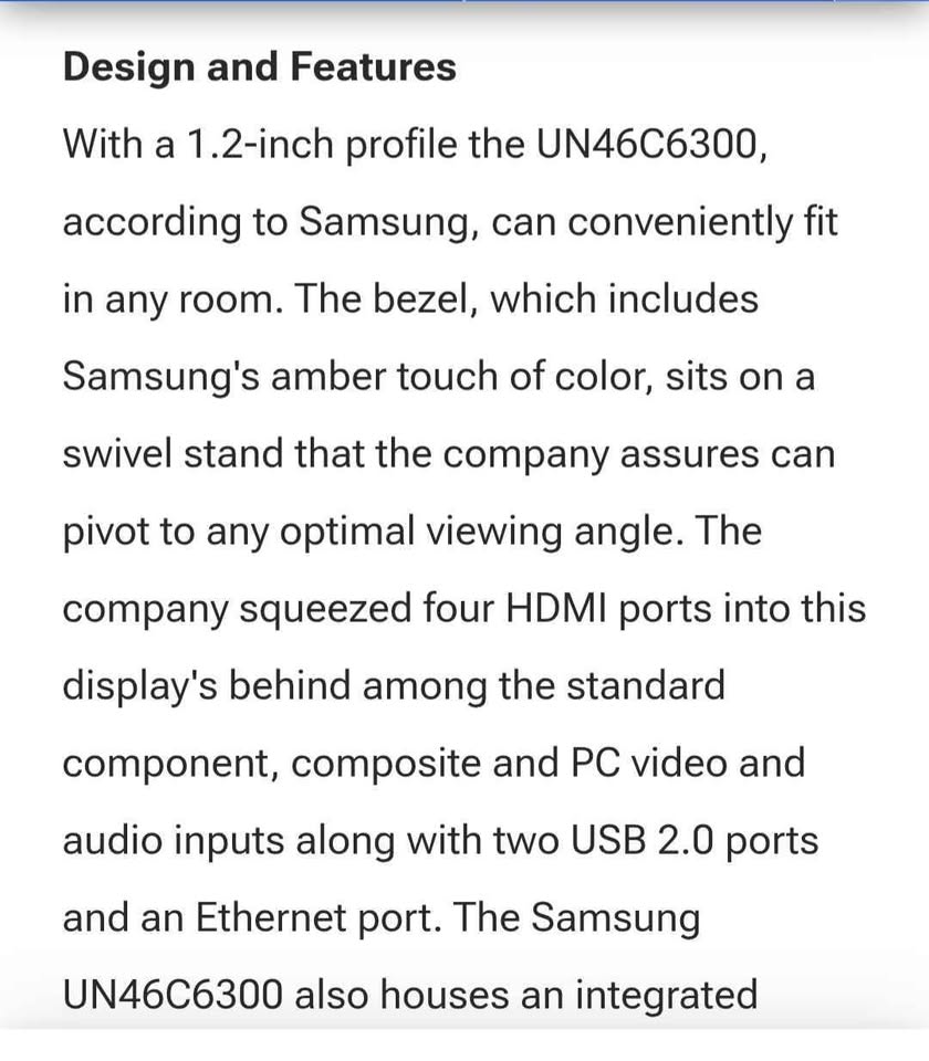 Samsung 46in LCD ultra thin tv with Roku